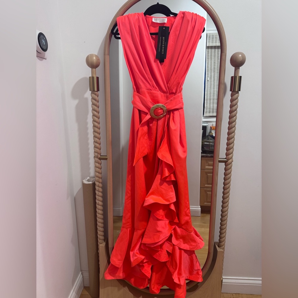 Bronx and Banco Lika Robe asymmetrical dress Neon Orange NWT XS/ US 2/ AUS 6